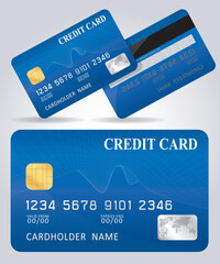 Vector illustration of detailed glossy credit card isolated on white background