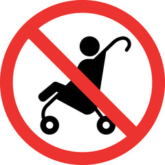 Wall Mural - No strollers sign. Baby carriage not allowed. Forbidden Signs and Symbols.