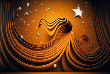 Sticker - abstract backdrop backdrop orange with stars and waves. Generative AI