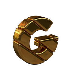 Gold diagonal block symbol view from the left. letter g