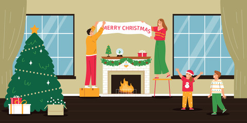 Poster - Merry Christmas Flat Background