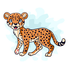 Poster - Cartoon funny cheetah isolated on white background