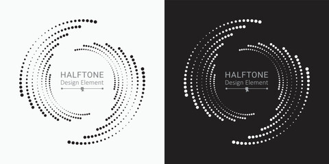 Wall Mural - Halftone circular frame logo set. Circle dots isolated on the white background. Fabric design element. Halftone circle dots texture. Vector design element for various purposes.