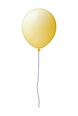 Poster - helium balloon in yellow color with a rope isolated background