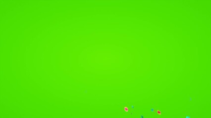 Wall Mural - Colorful confetti party popper exploding. 3d animation