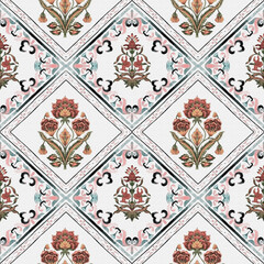 Wall Mural - Indian motif geometric Mughal seamless pattern pattern