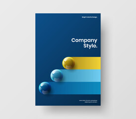 Wall Mural - Premium company identity A4 vector design layout. Modern 3D spheres flyer template.