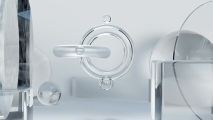 Seamless loop animation of two torus connected like chain links, oddly satisfying, Abstract background, Infinite Loop, 3d render	
