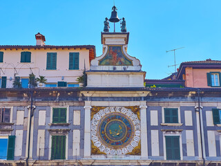 Canvas Print - Torre dell'Orologio (Clock Tower) on Piazza della Loggia square, Brescia, Italy