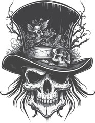 Elegant skull with a hat