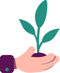 Poster - Hand with sprout semi flat color raster object. Ecosystem conservation. Full sized item on white. Agricultural ecology. Simple cartoon style illustration for web graphic design and animation