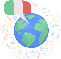 Poster - Italian speaking community 2D raster isolated illustration. Language learning flat object on cartoon background. Multilingualism colourful scene for mobile, website, presentation