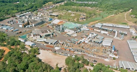 Wall Mural - An aerial view of chemical industry production zone in industrial zone with tanks for storing materials and equipment