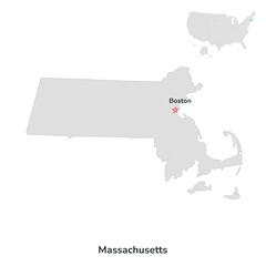 Sticker - US American State of Massachusetts. USA state of Massachusetts county map outline on white background.