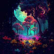 Psychedelic Celestial Forest