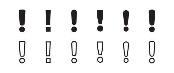 Leinwandbilder - Exclamation mark icon. Attention symbol. Black caution icons. Warning sign. Vector sign. 10 EPS.