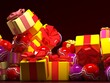 Christmas gift boxes and decorative balls as illustration