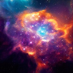 Wall Mural - star nebula in the deep sky at night. beautiful universe and galaxies. generative ai art