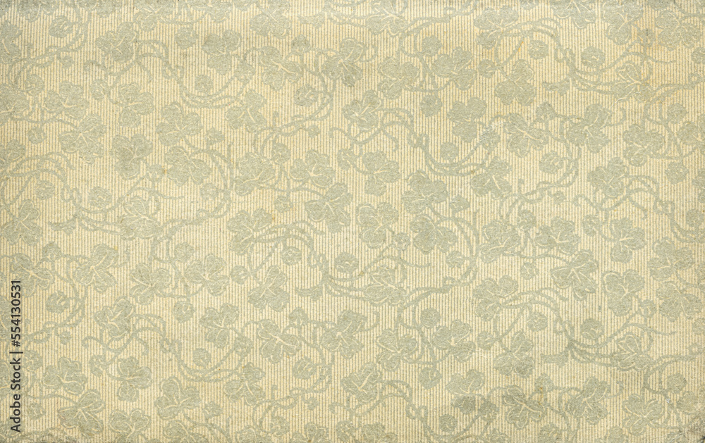 Used antique floral wallpaper with shamrocks, art nouveau, circa ...