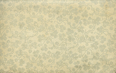 used antique floral wallpaper with shamrocks, art nouveau, circa 1900