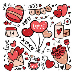 Wall Mural - Hand drawn Valentine's Day doodle