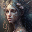 A picture of a cute fairy girl. Fantasy Print Art. AI Art.