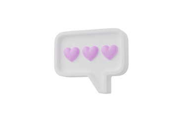 Wall Mural - valentine concept 3d red heart in speech bubble object isolated on pink background for graphic decor