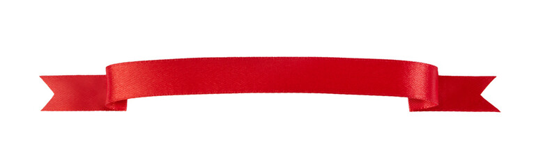red satin ribbon isolated on white background
