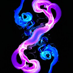 Abstract concept illustration of two streams of energy waves dancing with each other. Generative AI