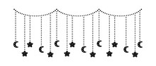 Moon And Stars Lights Dangling Bunting Garland Silhouette