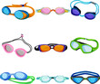 © PikePicture - pool goggles set cartoon. swim water glasses, summer swimmer, child fun, diving people underwater equipment pool goggles vector illustration