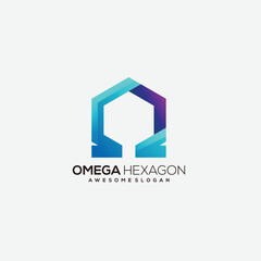 Wall Mural - omega logo design gradient colorful