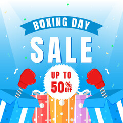 Wall Mural - Boxing day sale Background design with colorful gift box.