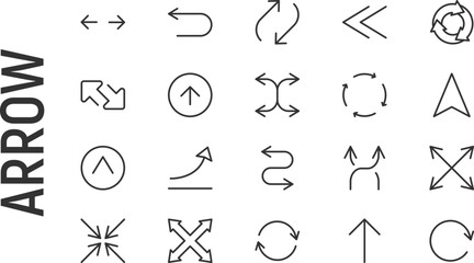 Poster - Vector set of arrow thin line icons.