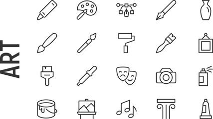 Poster - Vector set of art thin line icons.