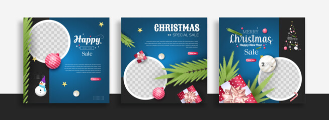 Wall Mural - christmas social media post template web banner for promotions your product.