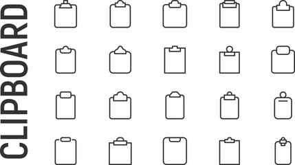 Poster - Vector set of clipboard thin line icons.