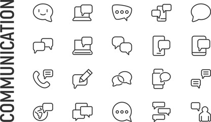 Poster - Vector set of communication thin line icons.