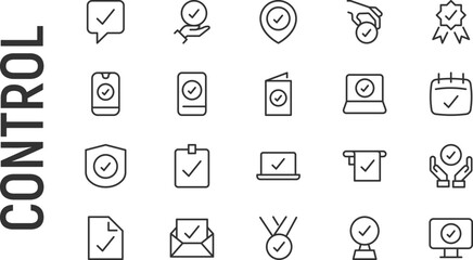 Poster - vector set of control thin line icons.