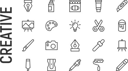Poster - Vector set of creative thin line icons.