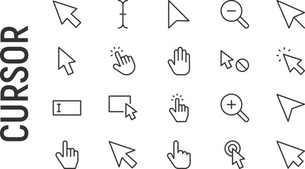 Poster - vector set of cursor thin line icons.