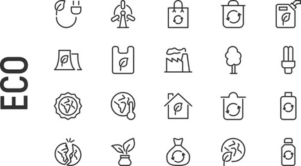 Poster - Vector set of eco thin line icons.