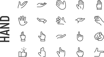 Poster - vector set of hand thin line icons.