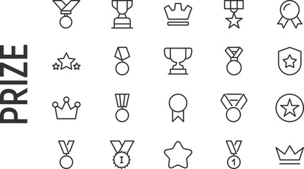 Canvas Print - Vector set of prize thin line icons.