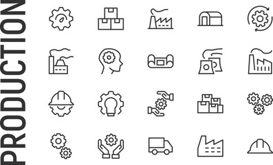 Poster - Vector set of production thin line icons.