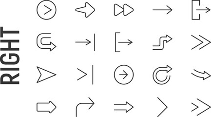 Poster - vector set of right thin line icons.