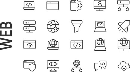 Poster - Vector set of web thin line icons.