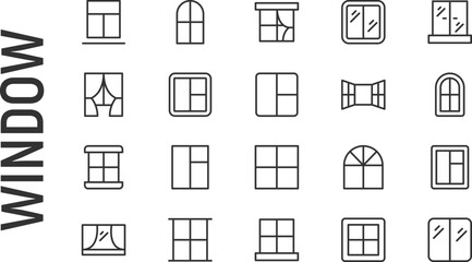 Poster - Vector set of window thin line icons.