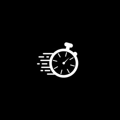 Wall Mural - Fast service motion clock logo icon isolated on dark background