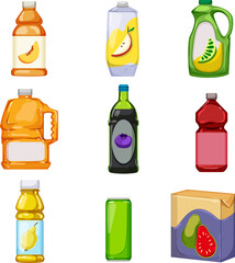 Canvas Print - juice bottle set cartoon. fruit drink, beverage glass, food fresh, healthy organic, sweet juice bottle vector illustration